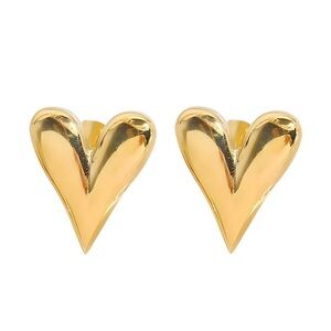 Earrings Women 18K Gold Plated Heart Studs Fashion Jewelry Gift Glam Non-tarnish